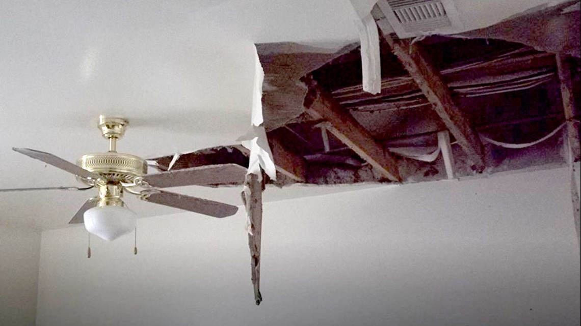 Burst Pipes Cause Ceilings At Lumberton, Texas Ceiling Fans