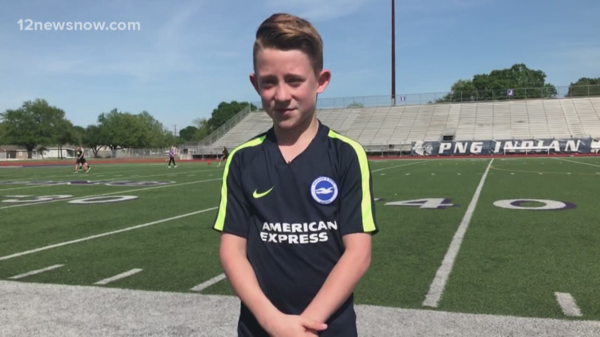 Joshua Hebert will one day play in the English Premier League. But for now, he's a 10-year old boy who gets to visit his father's home town in the Golden Triangle every now and then.