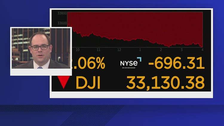 Stocks drop Tuesday, Dow falls nearly 700 points