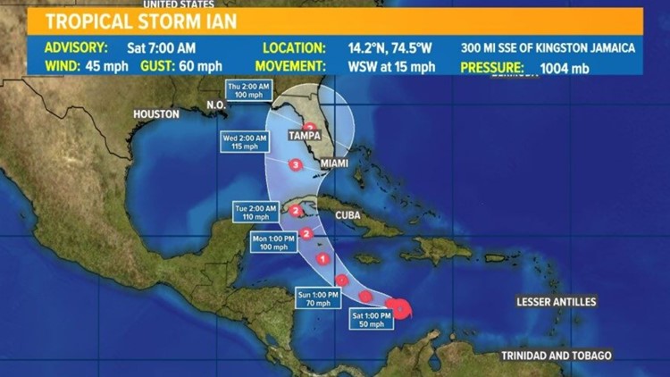 Tropical Storm Ian forms, expected to rapidly strengthen within the next few days