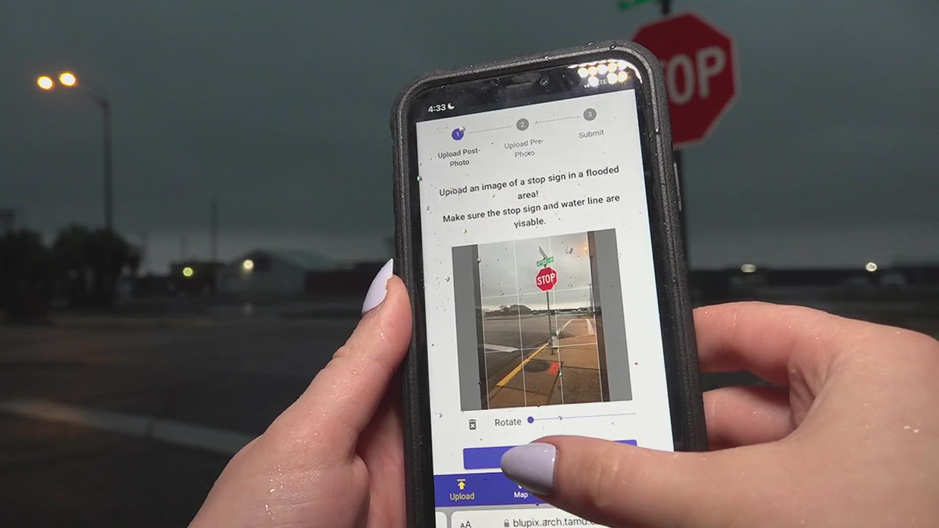 Dr. Amir H. Behzadan wants to use his app "Blupix" to provide precise, real-time information about flood levels in Port Arthur to residents and first responders.