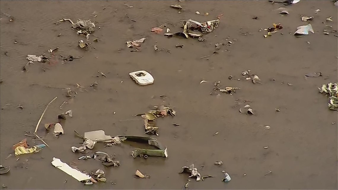 Aerial view of the debris field of the Atlas Air crash