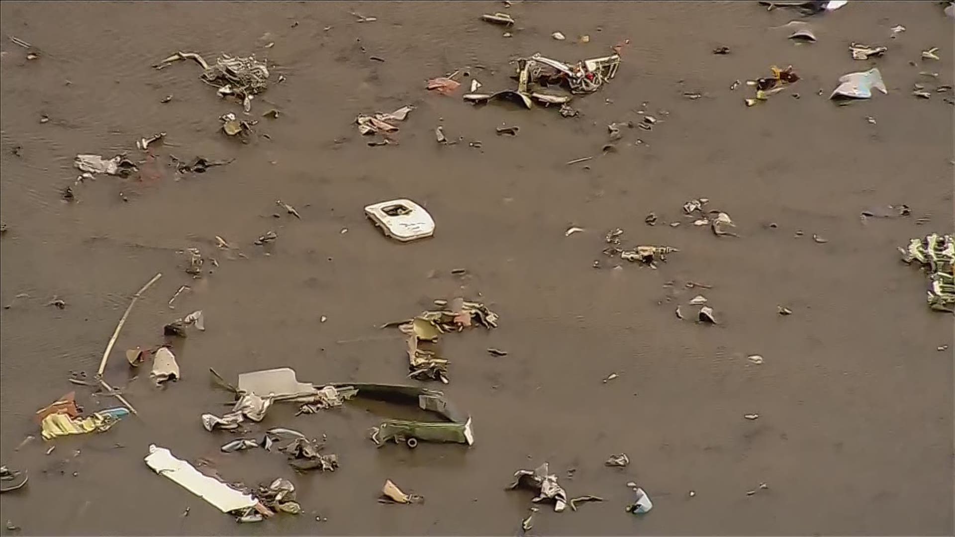Aerial view of the debris field of the Atlas Air crash
