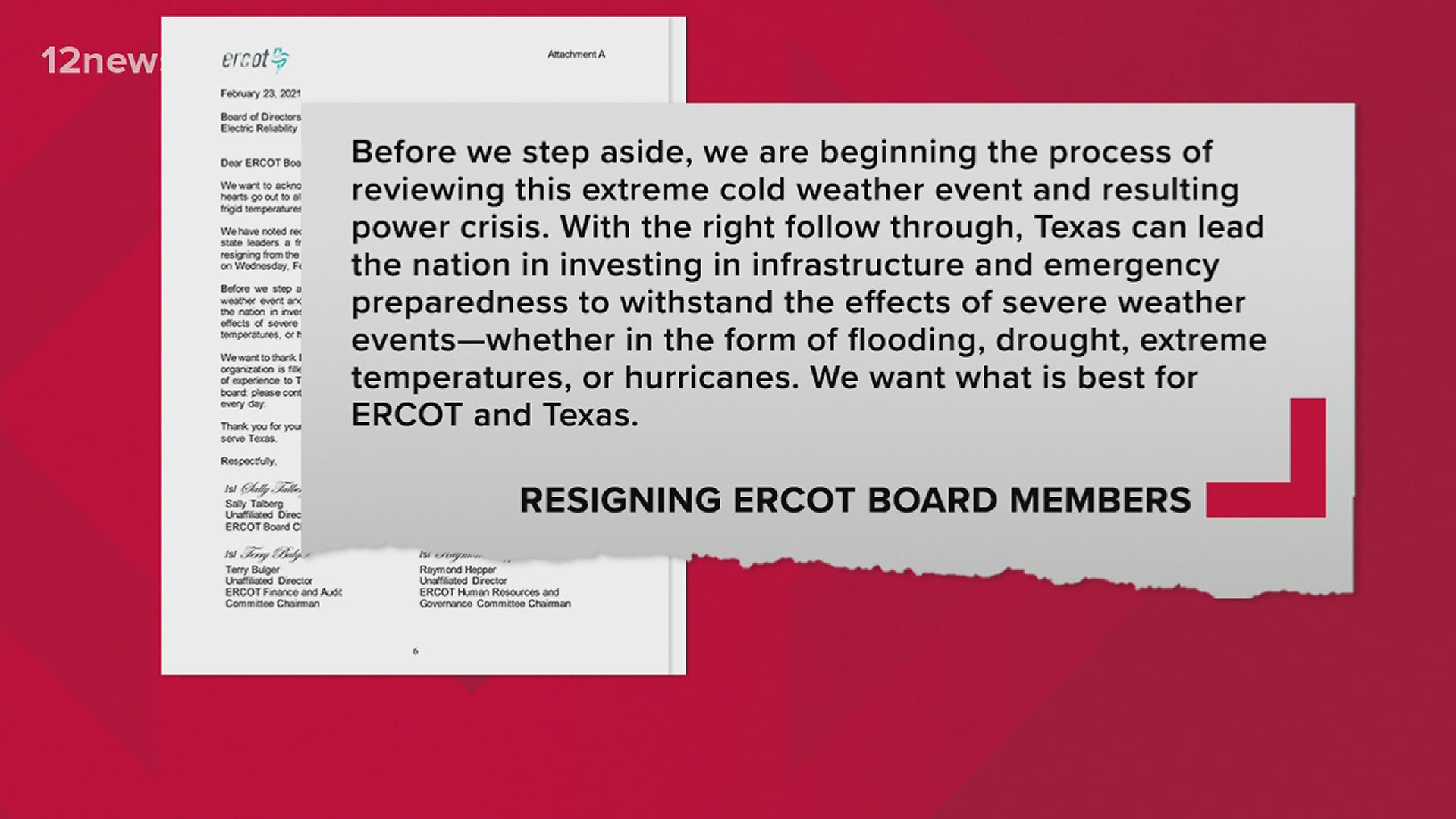 At least 5 board members have announced they're resigning following last week's winter storm that left millions of Texans in the dark and cold.