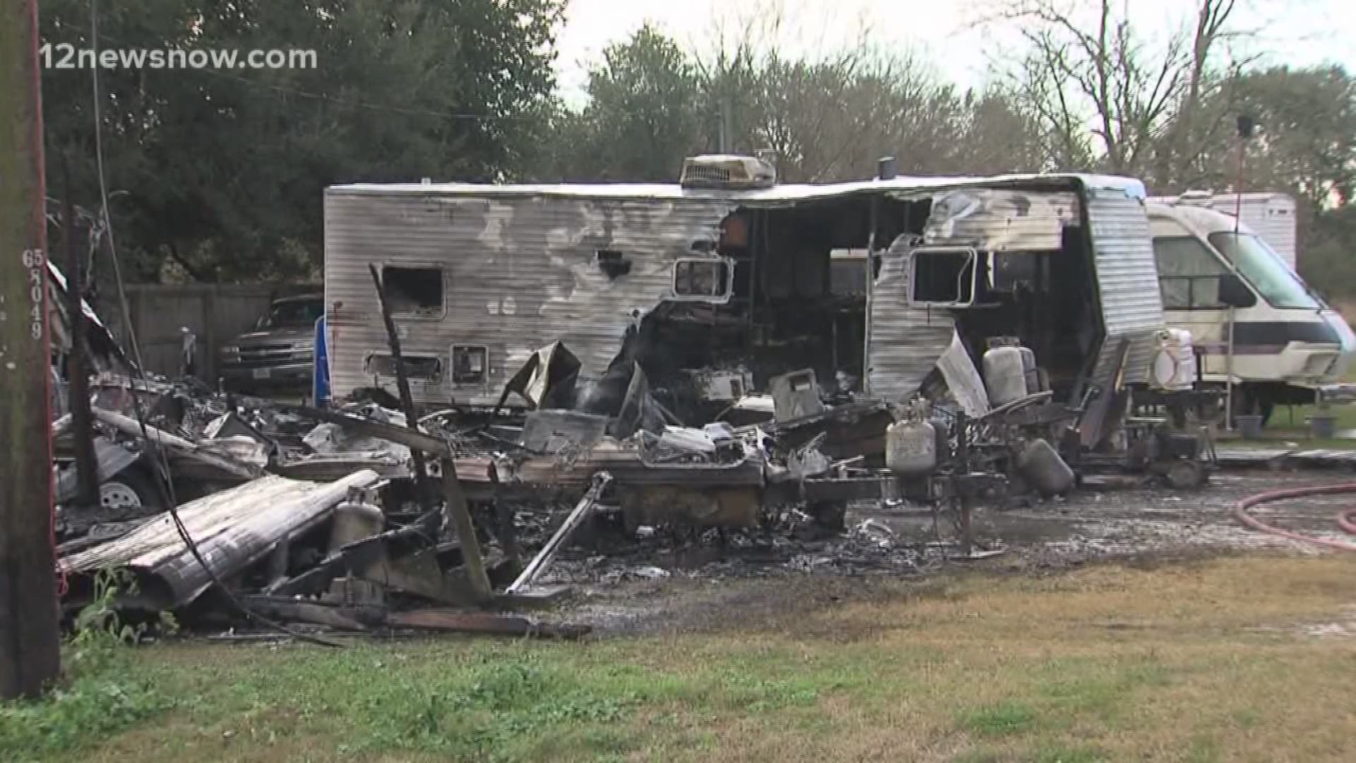 Three families homeless following fast-moving RV fire in Winnie ...