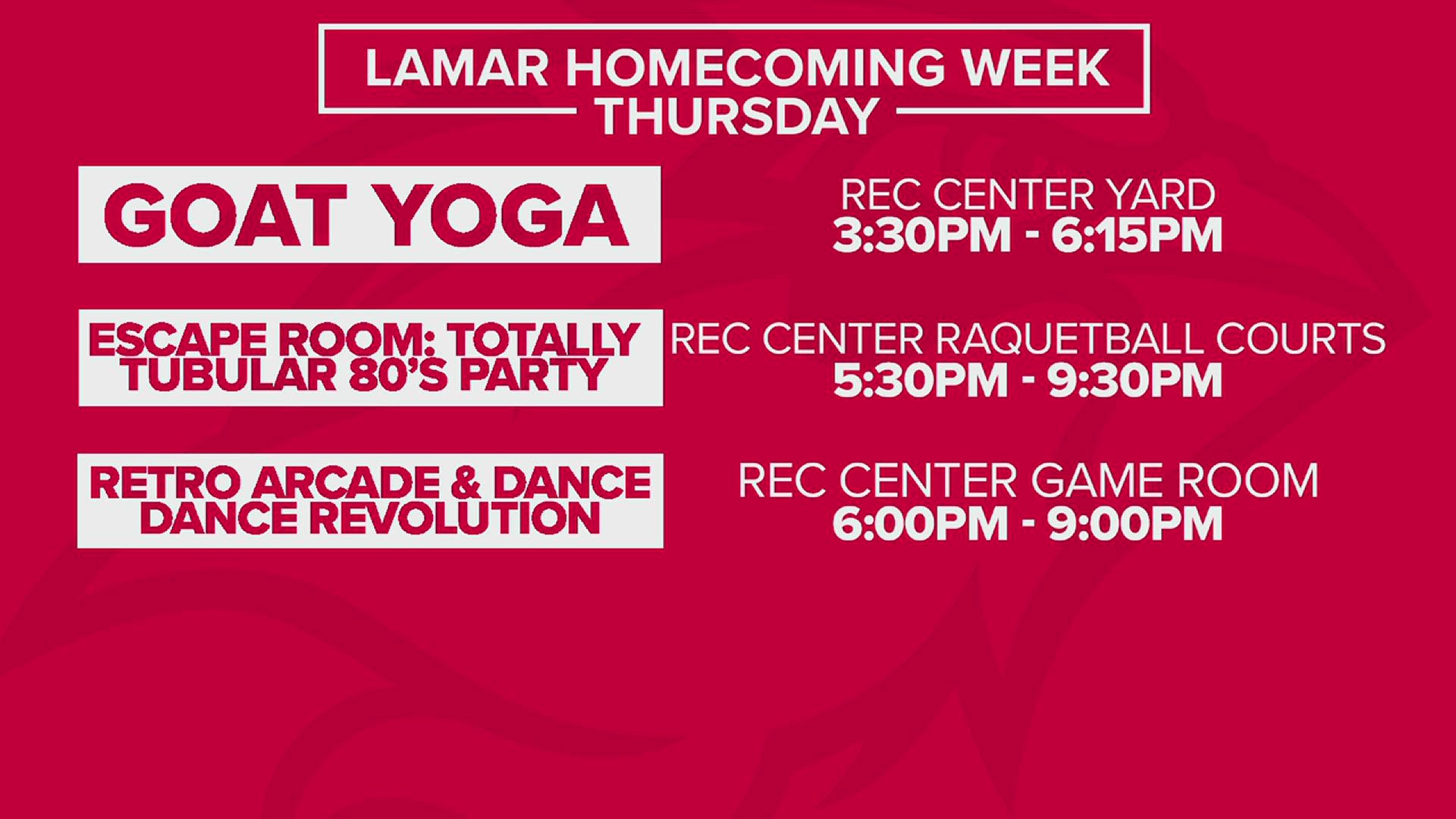 Lamar University has many fun-filled events planned for Homecoming week.