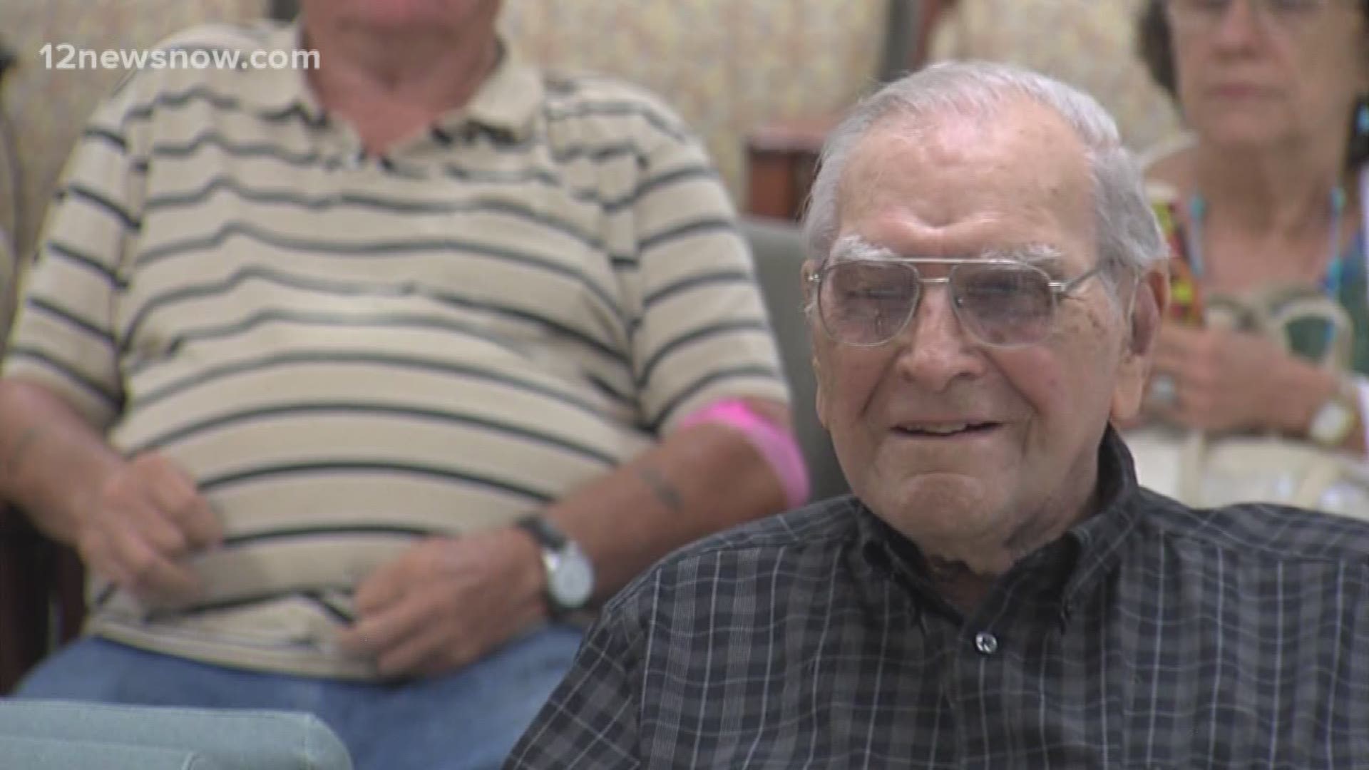 T.J. Sasser, a 100-year-old WWII veteran was celebrated by the city of Port Neches, and the VA on Thursday.