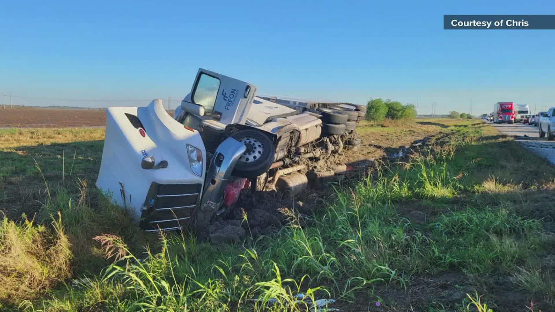 By noon traffic was backed up about nine miles from the wreck west of Smith Road to the Laurel St bridge in Beaumont.