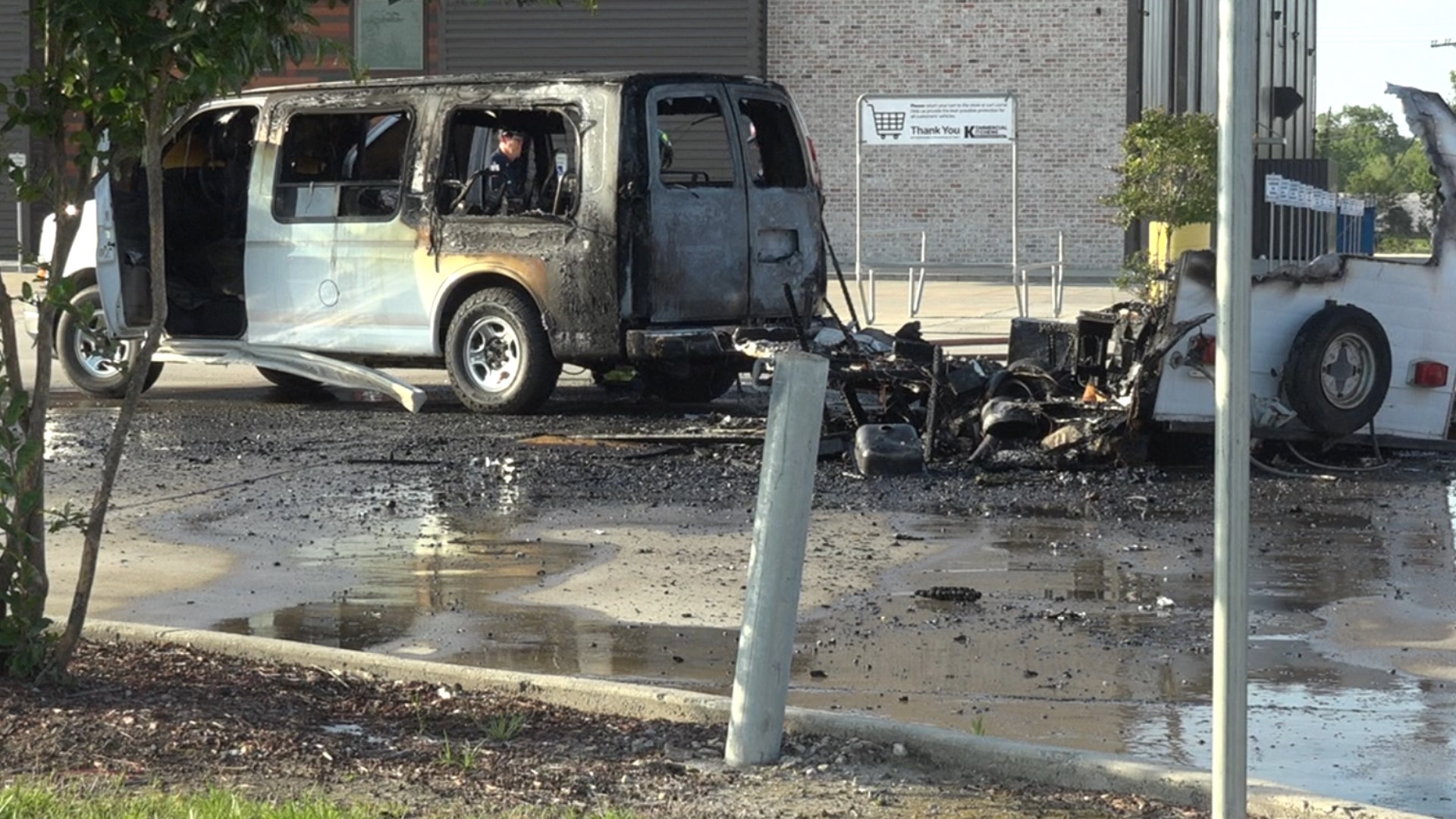 Driver uninjured after van camper catches fire on IH 10 in Beaumont Wednesday evening