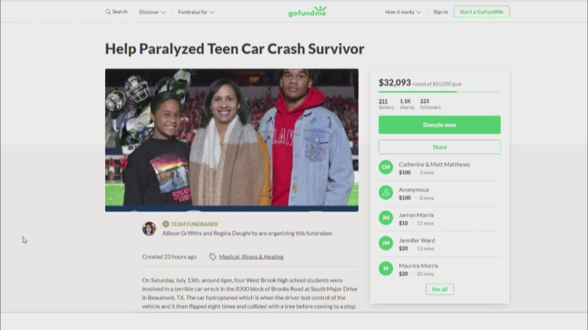 By Wednesday night, the GoFundMe had more than $38,000 in donations.