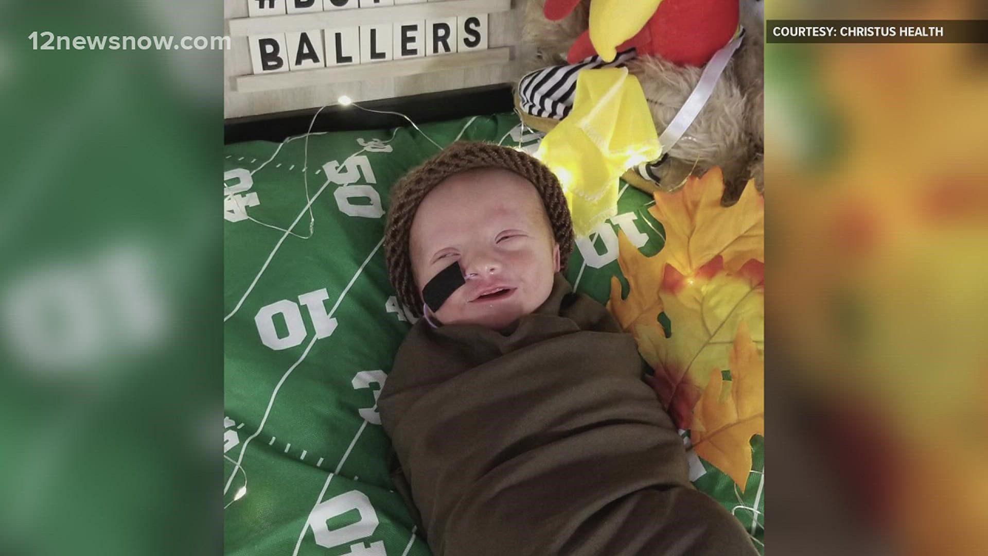 Babies in the NICU were dressed up for an annual event affectionally dubbed by nurses as the Turkey Bowl.