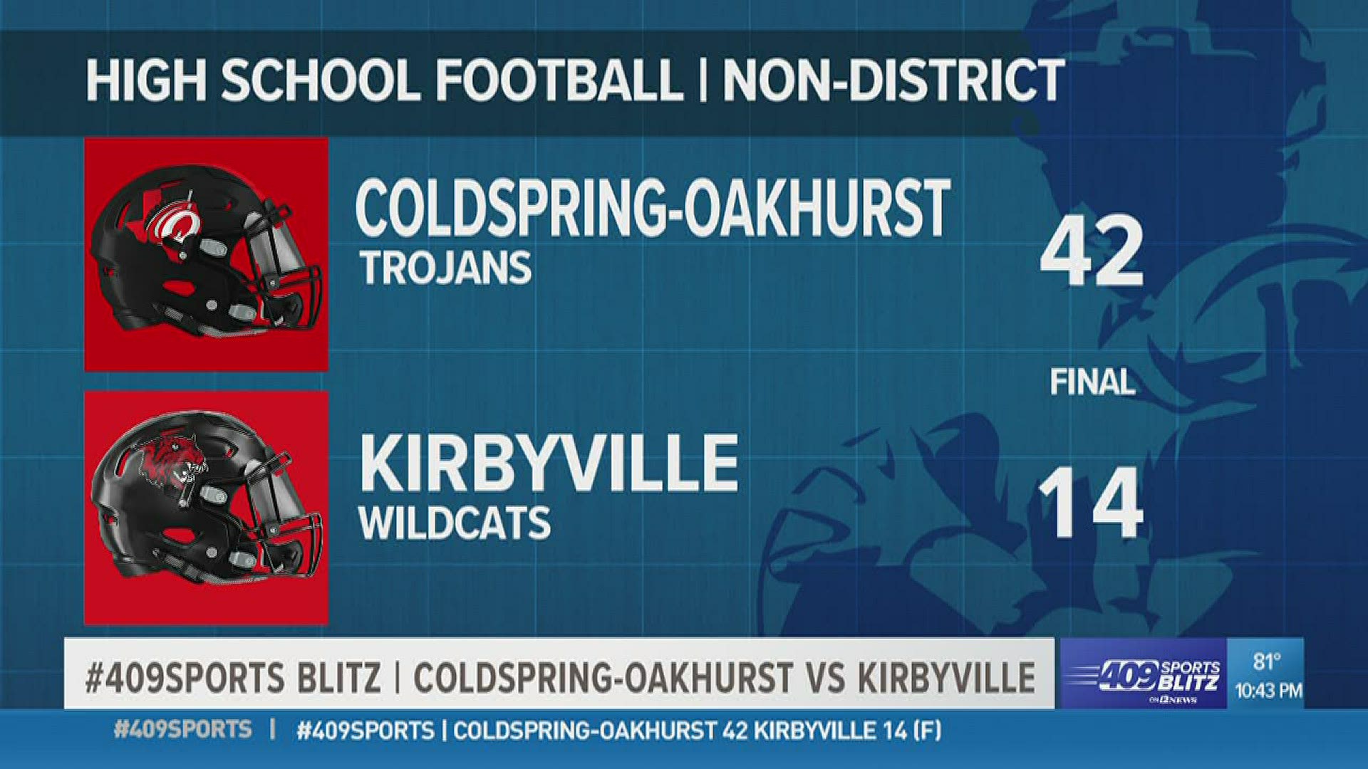 coldspring oakhurst high school football helmet 2019 Kirbyville High School gets first loss on the season after 42
