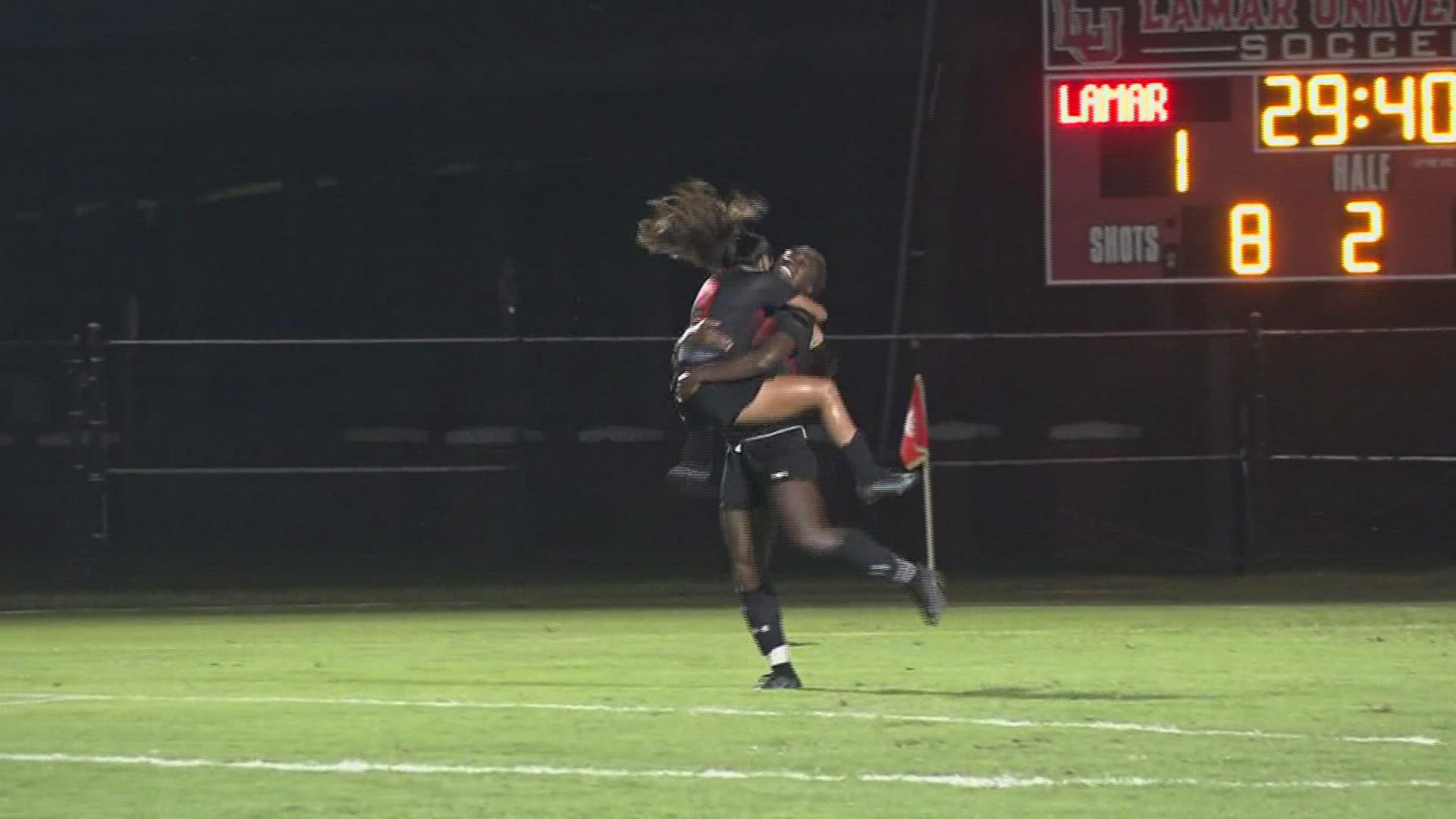 Lamar soccer starts four-game homestead with win over Houston in front of a packed soccer complex.