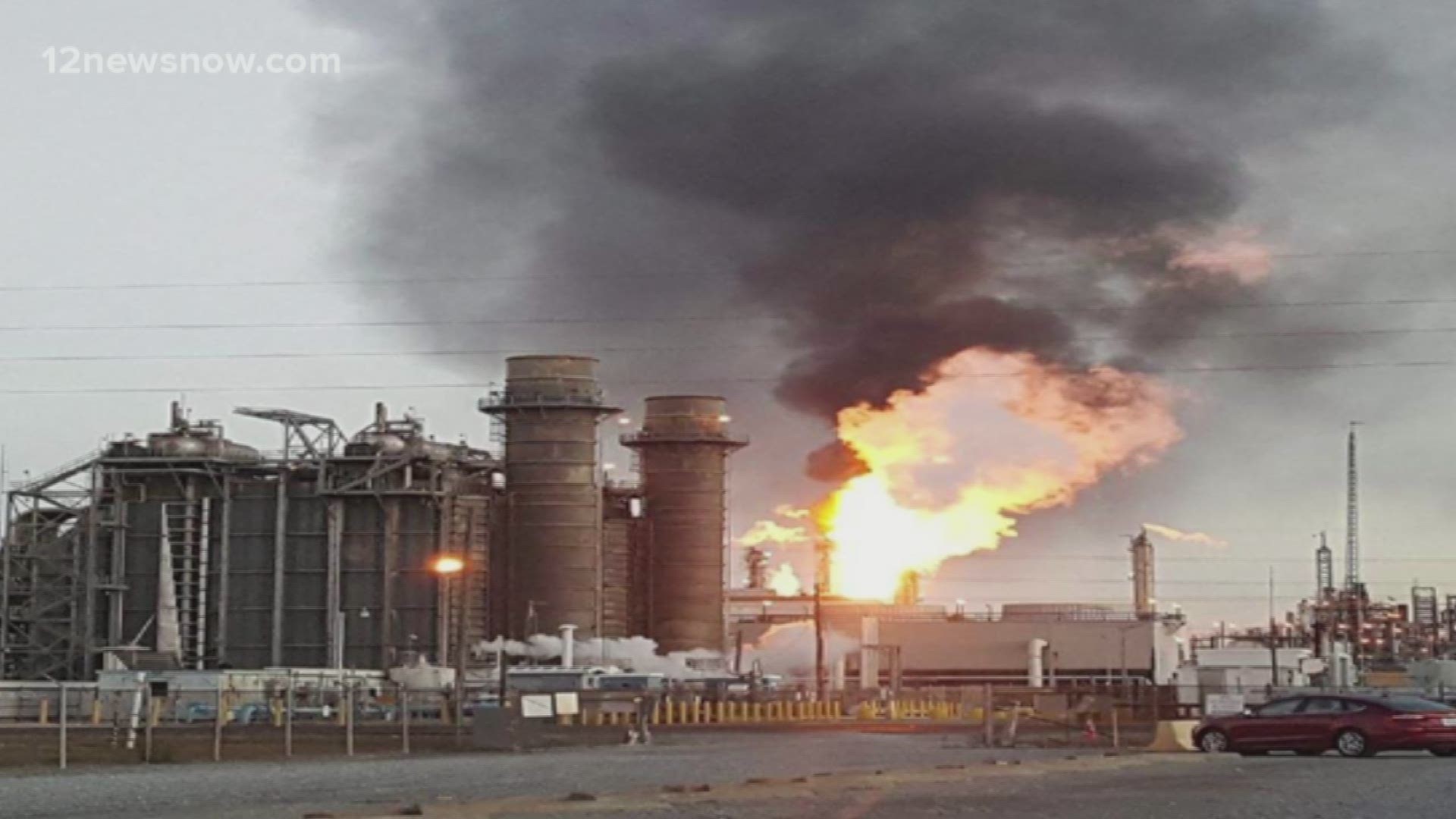 The flames you're seeing in Orange are coming from a flare at the DuPont plant.