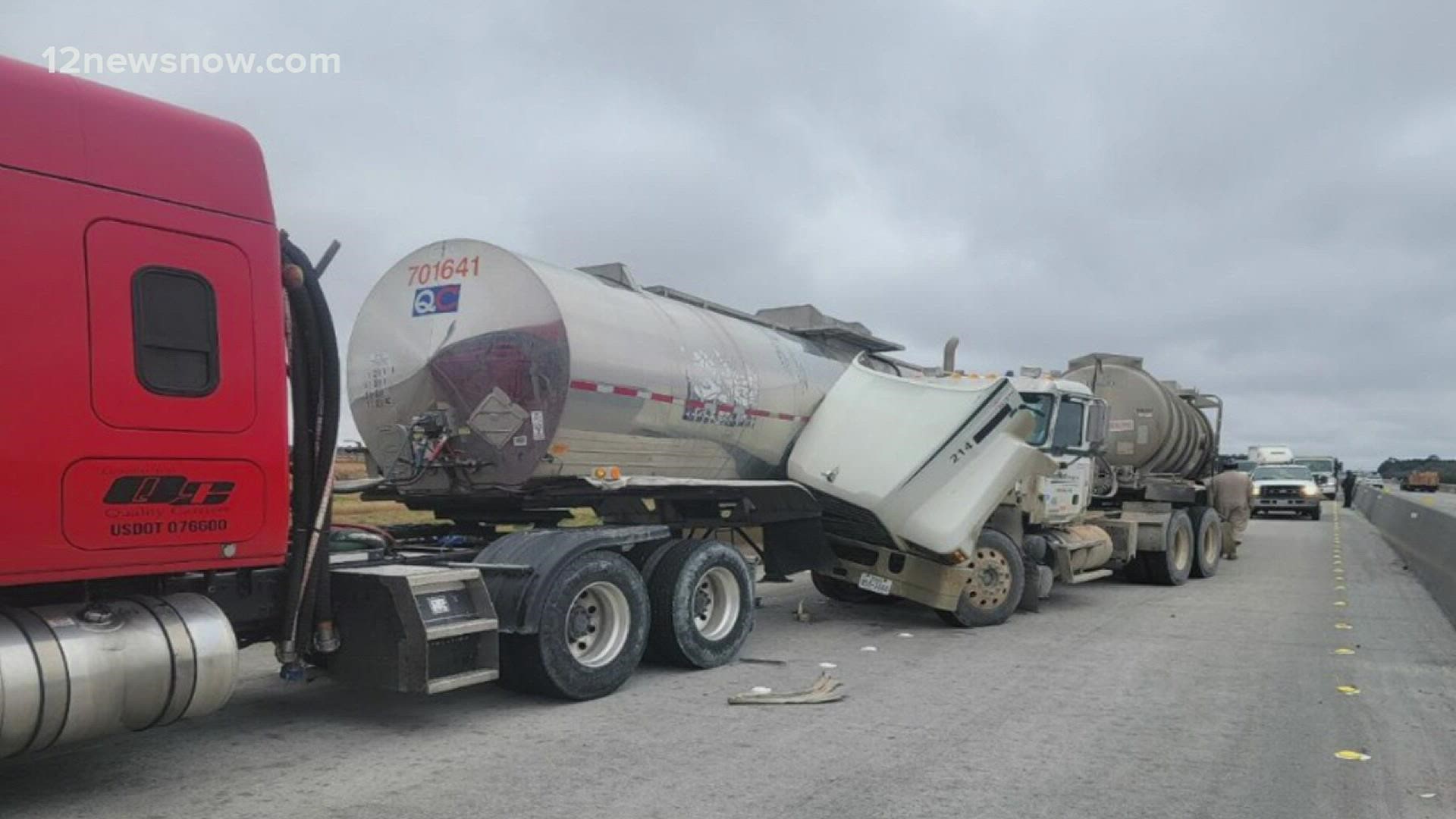 I 10 reopens after crash involving 2 semi trucks west of Beaumont