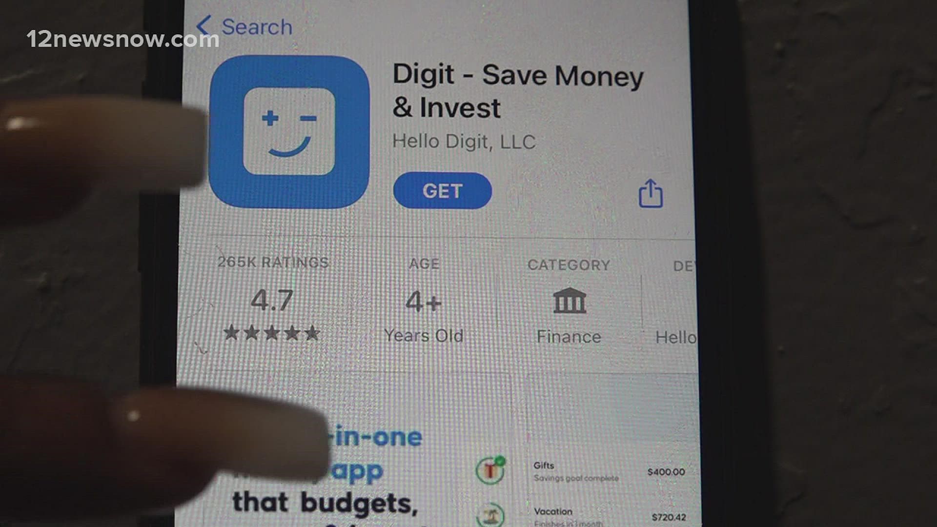 An app called "Digit" tracks your spending habits.