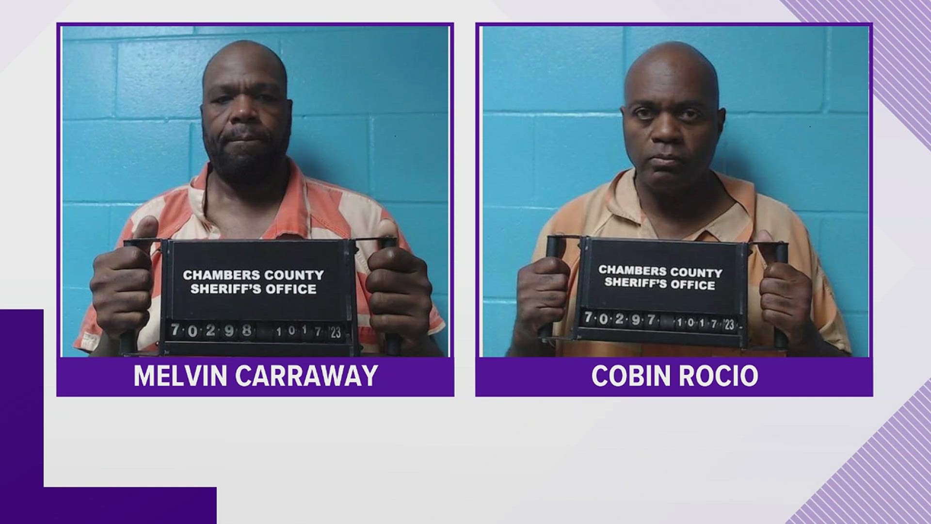 Both men are being held on $750,000 bonds in the Chambers County Jail.