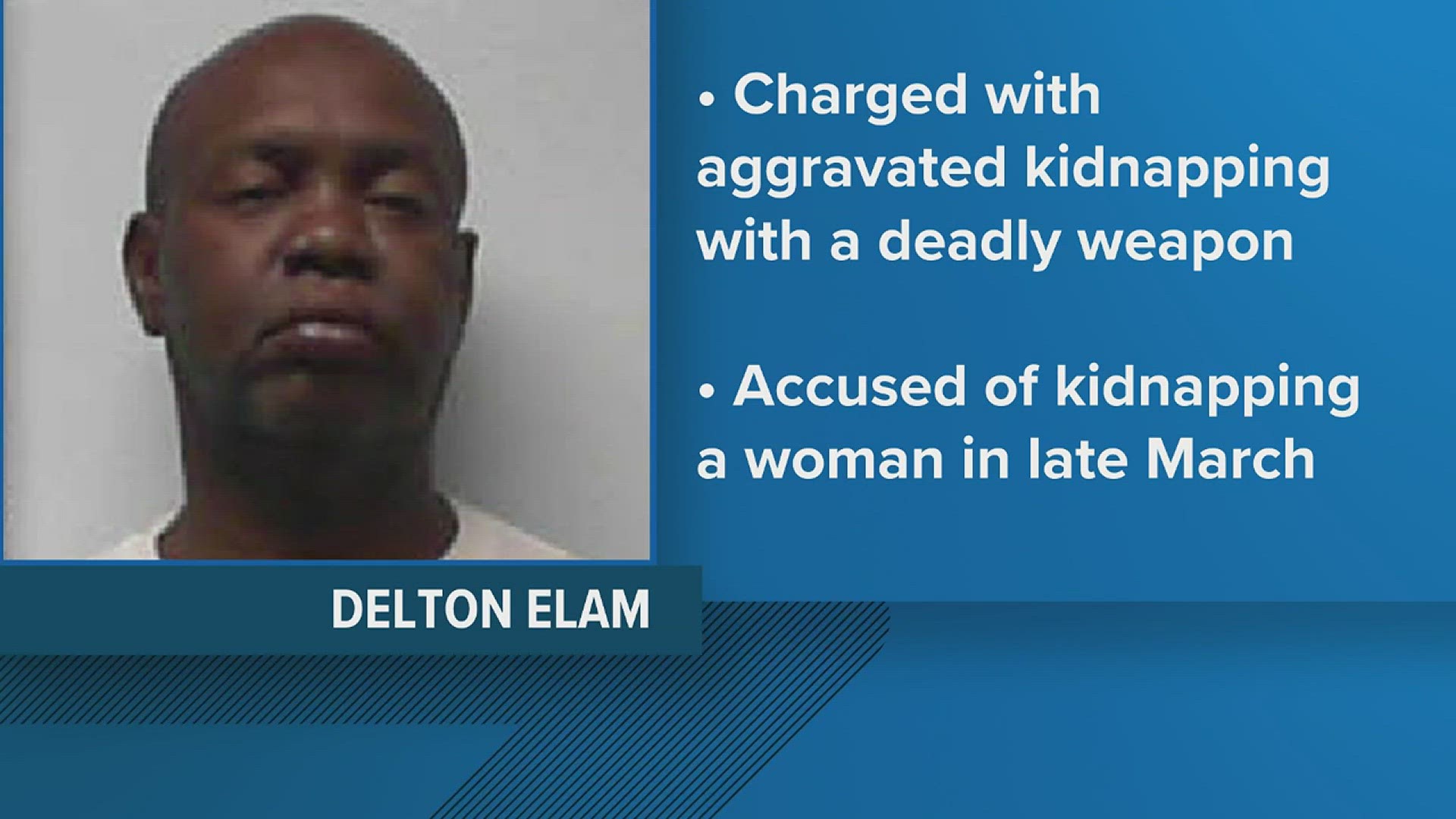 He is facing a first degree felony charge of aggravated kidnapping with a deadly weapon.