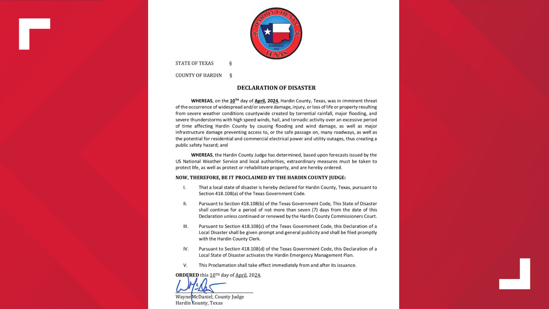 Disaster declarations issued in Southeast Texas following storm ...