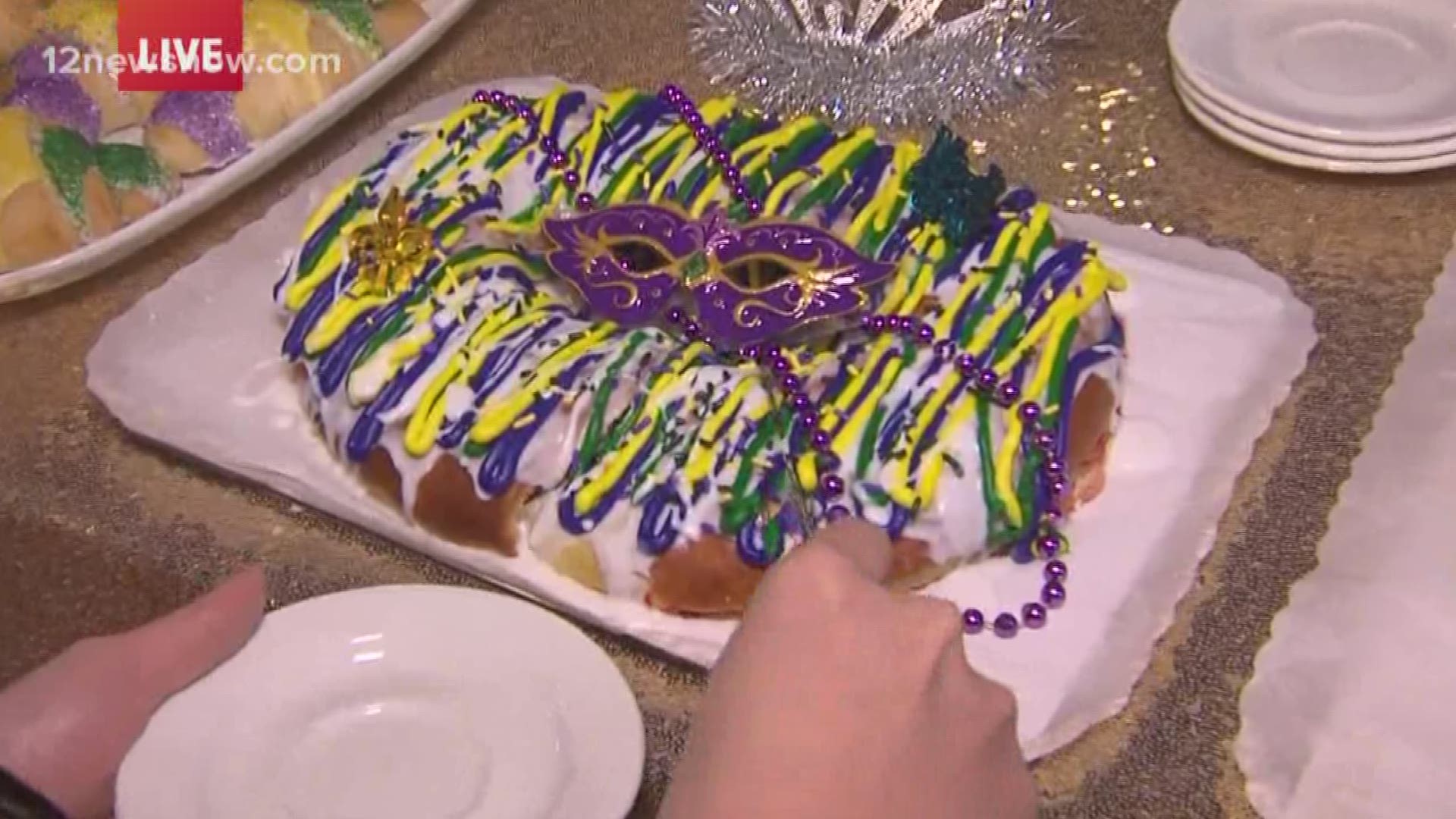 See who finds the baby in the king cake and becomes the mardi gras