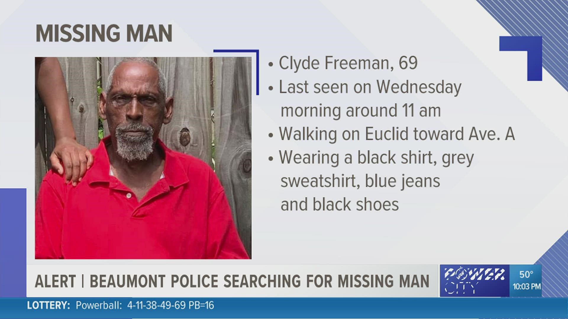 Beaumont Police searching for missing 69 year old man