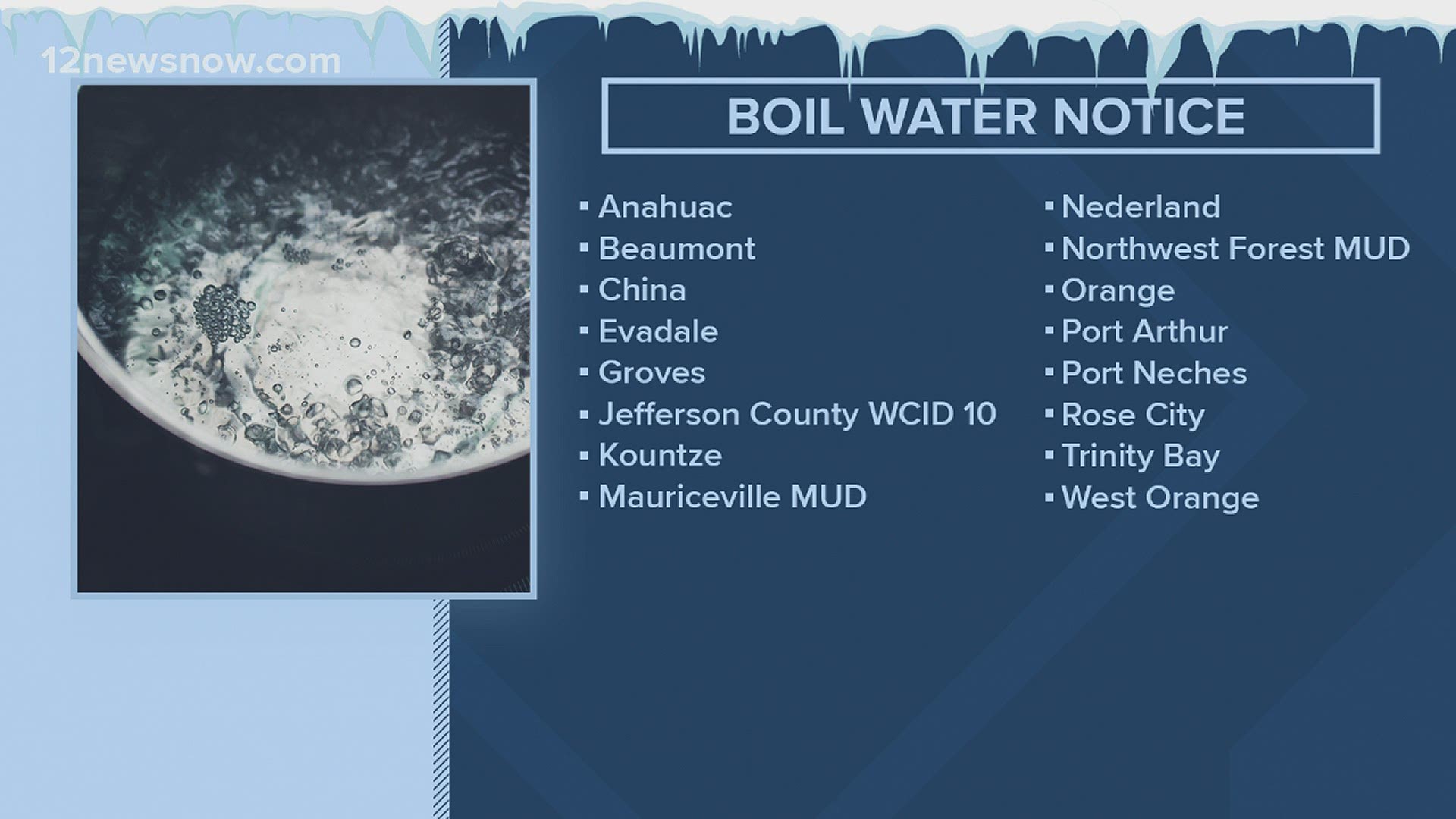 More than a dozen cities across Southeast Texas are having to boil water.