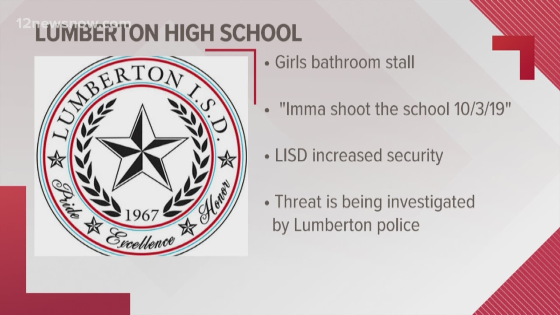 The threat read 'Imma shoot the school 10/3/19' according to school officials.