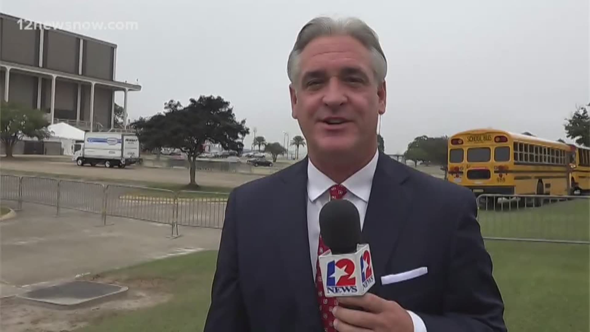 President Trump is scheduled to host a rally in Lake Charles tonight ahead of the state's gubernatorial race. 12News anchor Kevin Steele is on site.