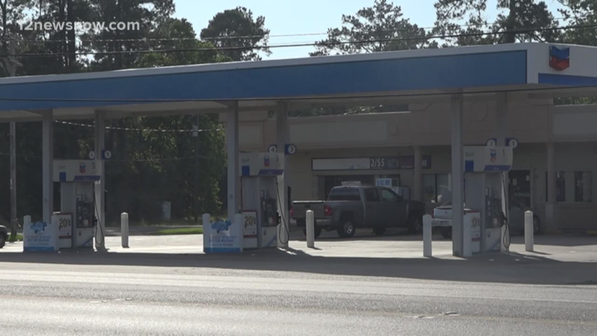 He says he filled his family's SUV at pump five at the Chevron at the corner of FM 1132 and Highway 12.