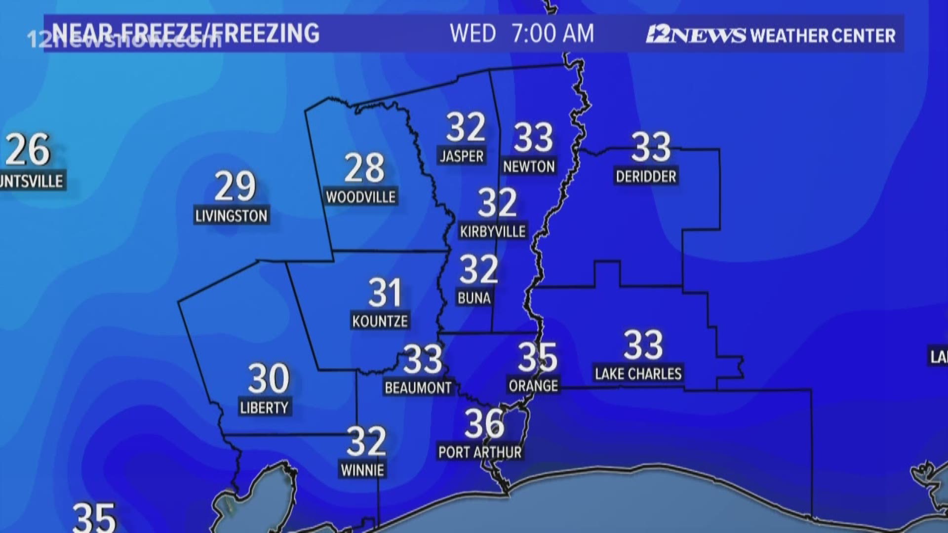 Cold temperatures expected Wednesday night and Thursday morning