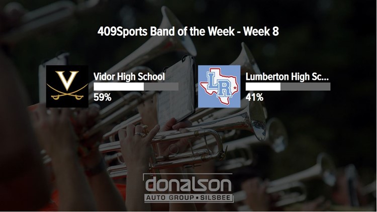 Vidor High School wins the  week 8 Band of the Week contest