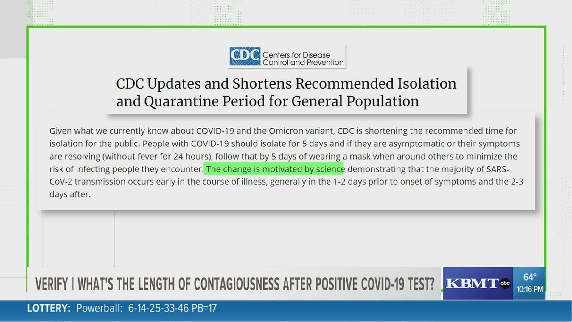VERIFY Can a person still be contagious more than 5 days after their 1st positive COVID19 test