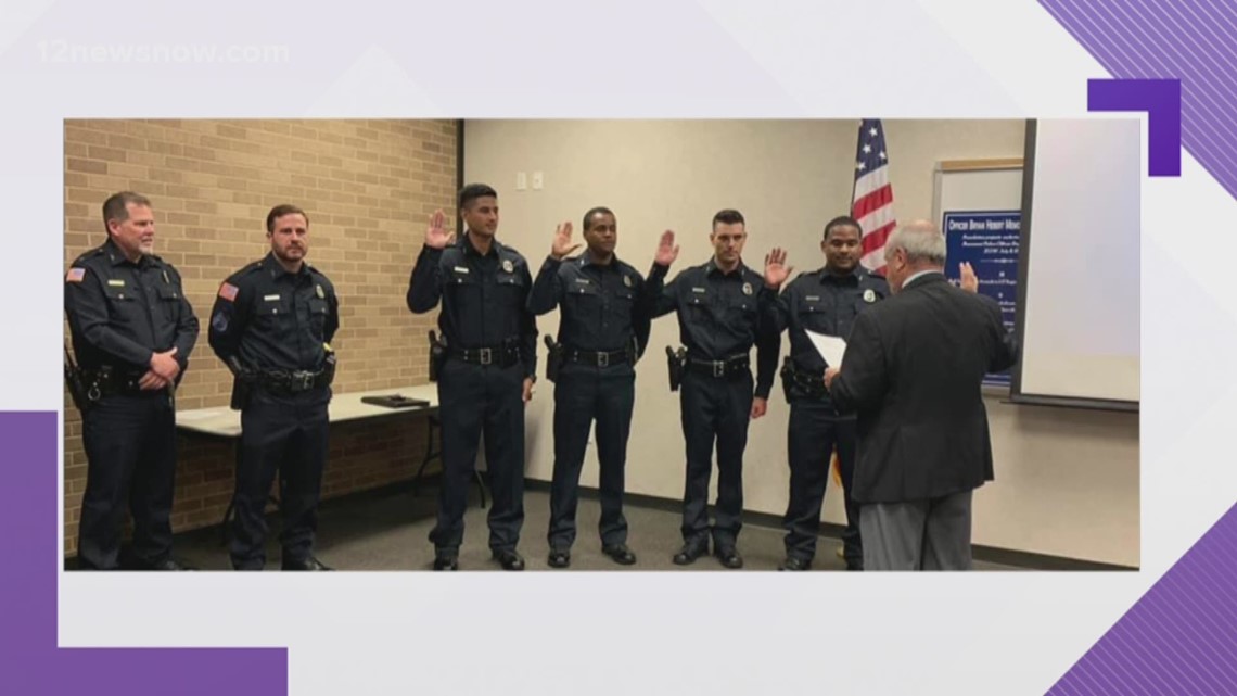 Beaumont Police Department swears in new recruits, promotes one to