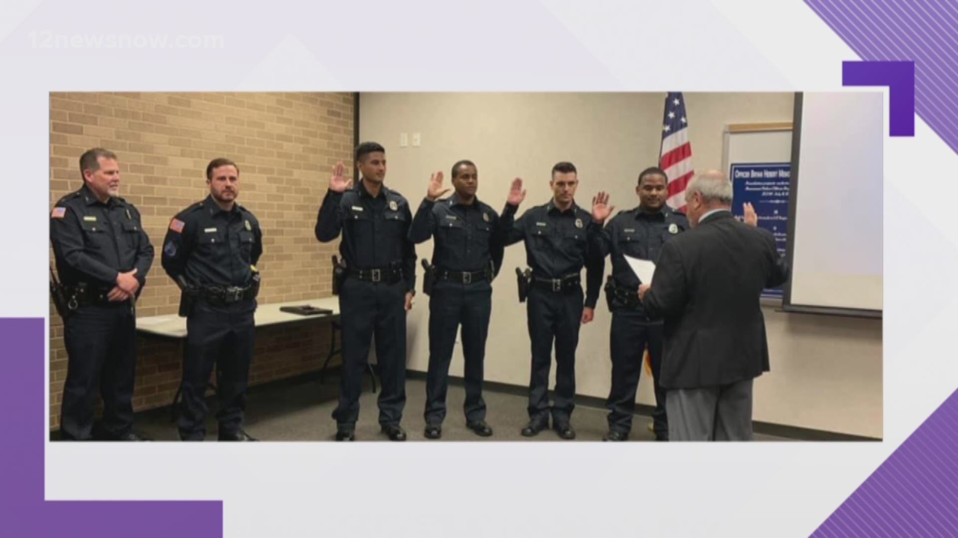 The department added four new recruits and promoted a current officer to sergeant.