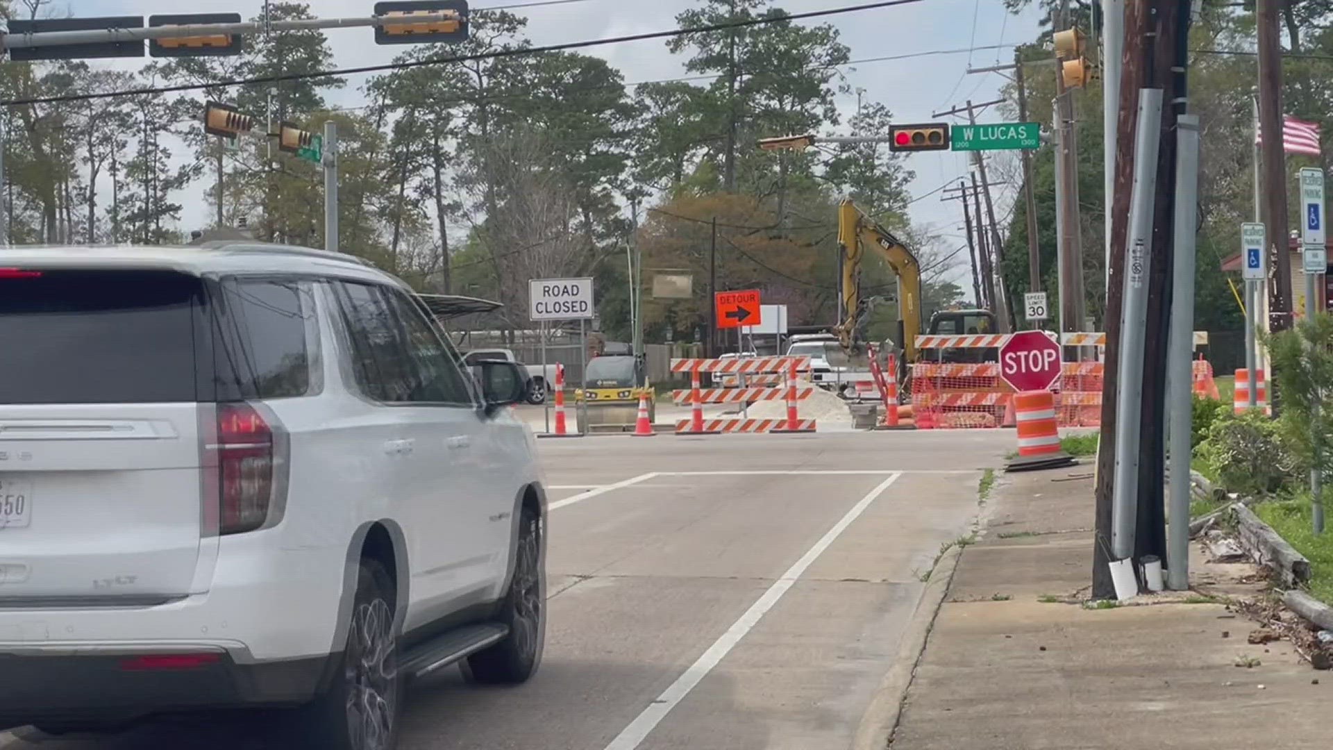 The intersection has been closed since mid-December 2023 because of an eroded storm drain.