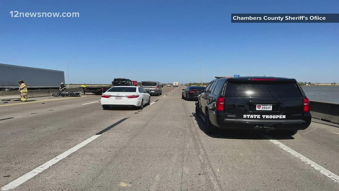 Rider survives motorcycle ejection along I-10 East in Chambers County, traffic delays expected | 12newsnow.com