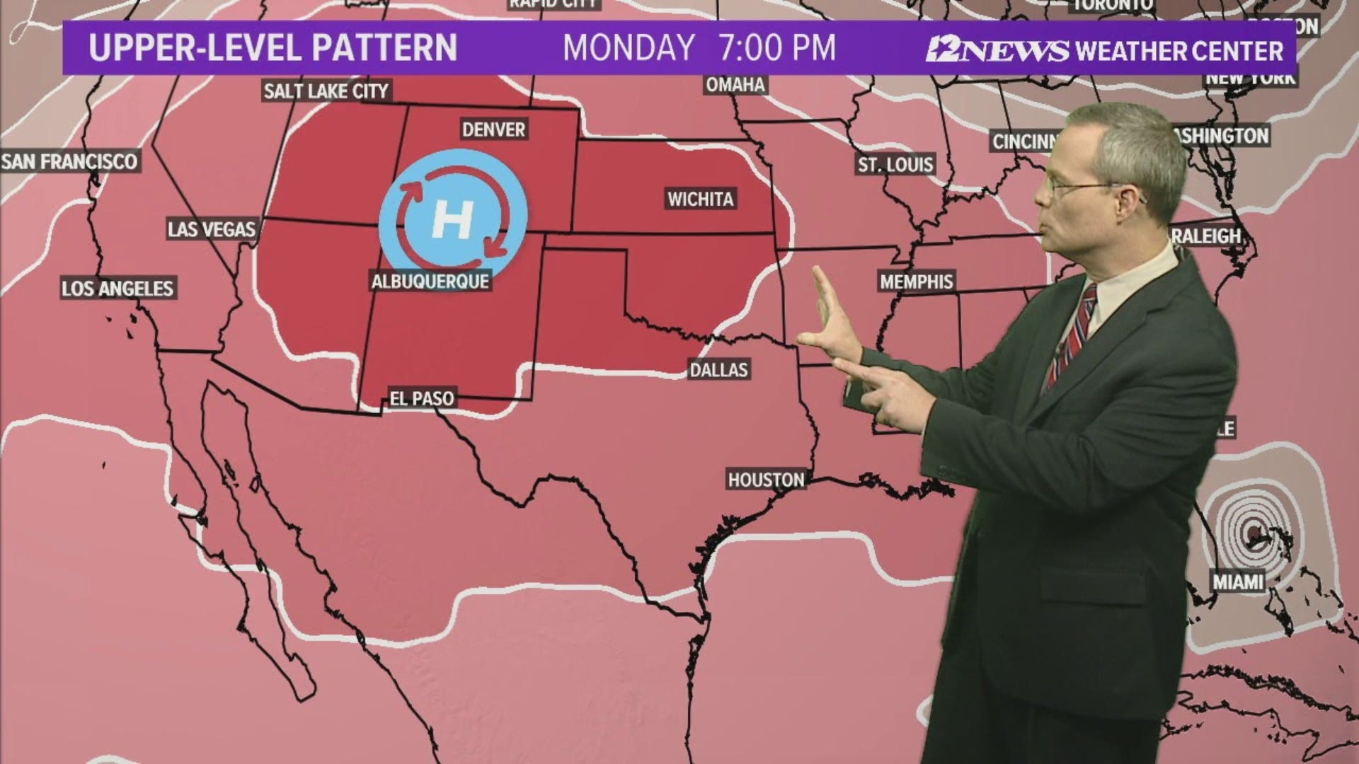 Upper-level high pressure will build into Texas the next several days.  This will result in hot, humid, dry conditions through the rest of this week and the upcoming weekend in SE Texas.