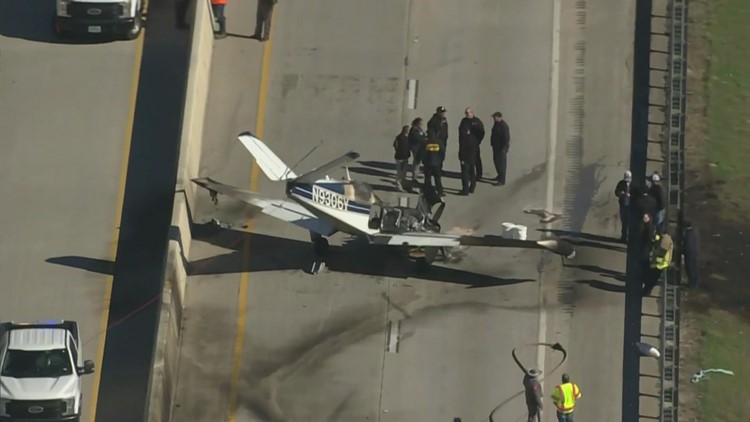 None injured after plane crashes onto highway during emergency landing in Harris County