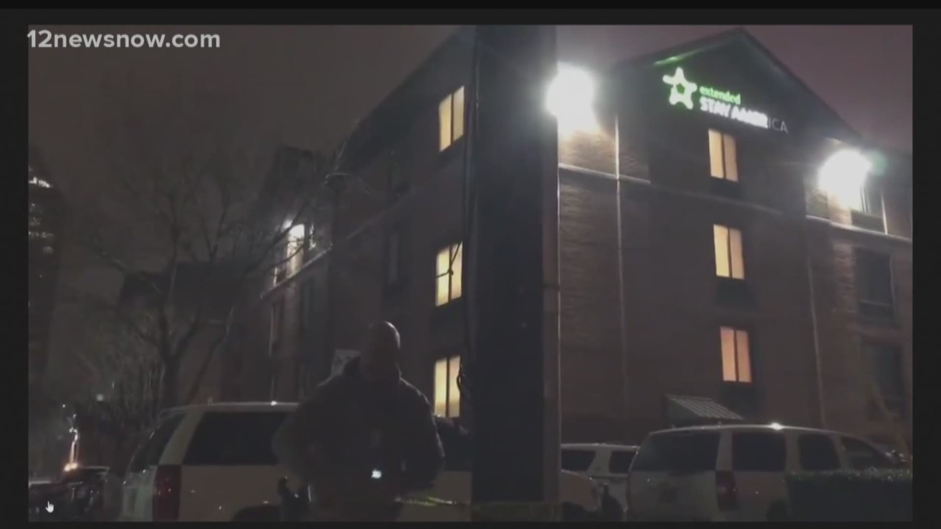 Husband barricades himself in Houston hotel after shooting his wife and daughter.