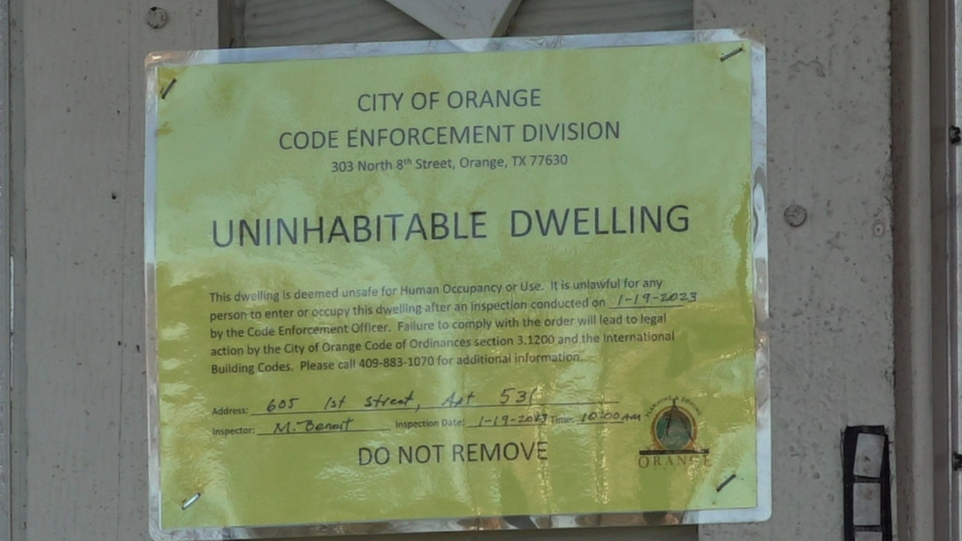 Letter reveals details aboutvconditions Sabine Park Apartments