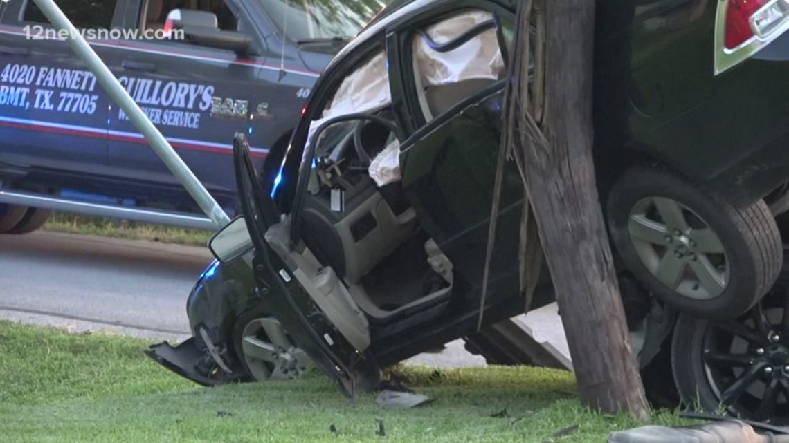 Crash in Beaumont's south end injures two, lands one car on top of SUV