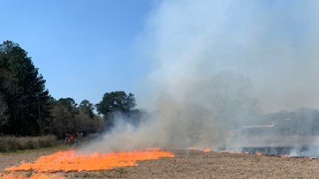 Fire crews working to fight 'out of control brush fire' at rail yard in Orange