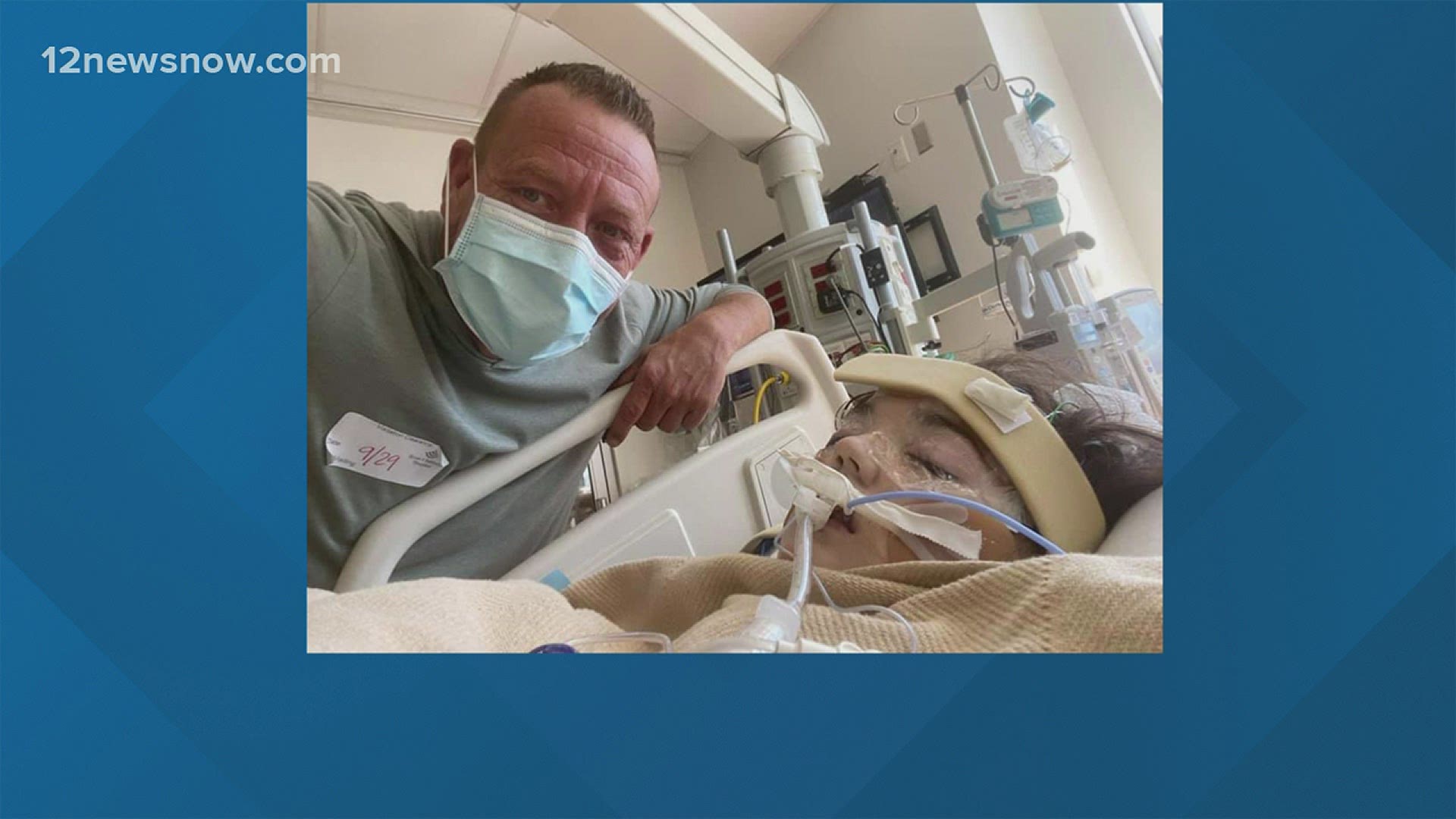 Kevin Swearingen is finally by his daughter's side after the Houston hospital changed its policy