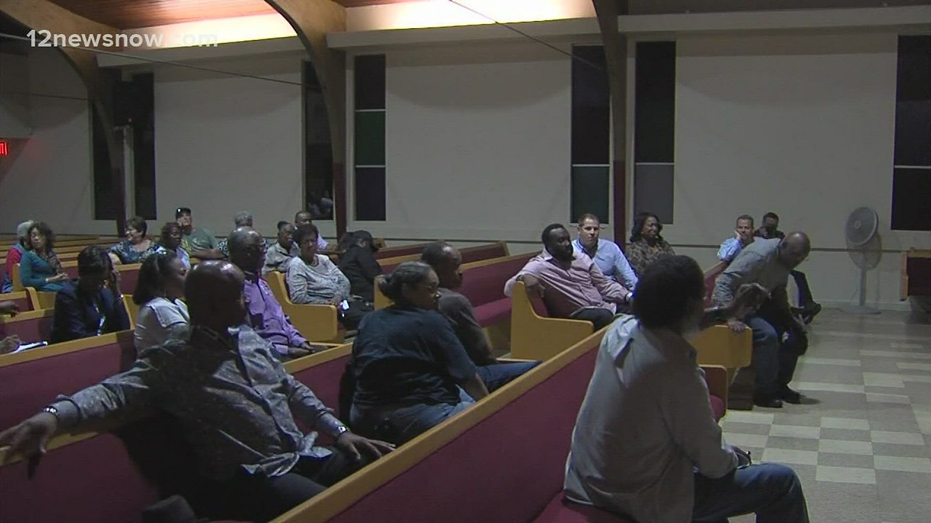 Jefferson County DD7 and other groups answered questions from Port Arthur residents about alleged drainage issues during Harvey