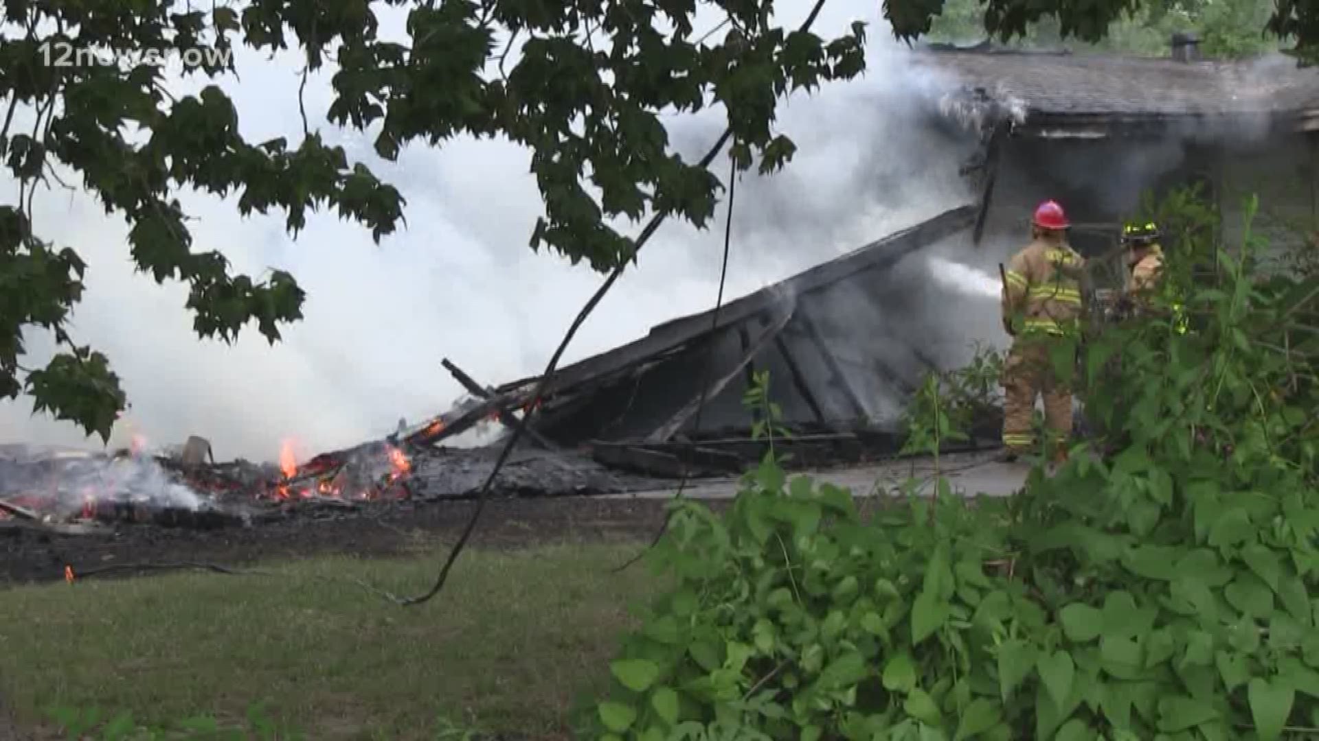 A fire that started Tuesday afternoon displaces a woman, her daughter and son-in-law