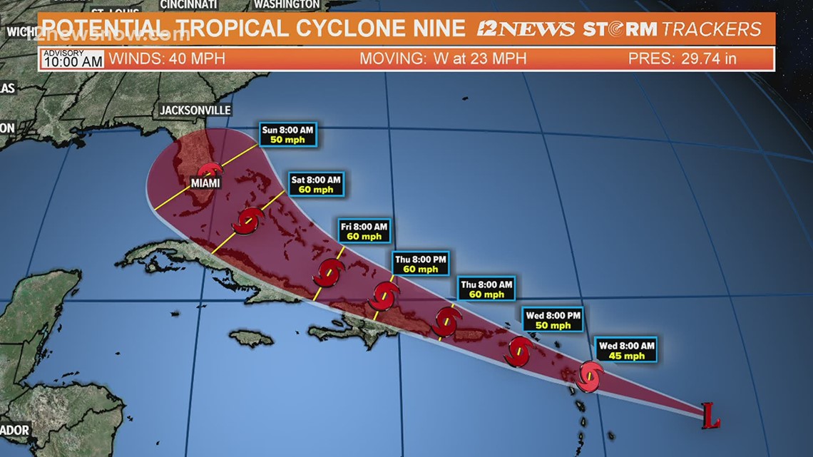 Potential Tropical Cyclone Nine headed toward Florida