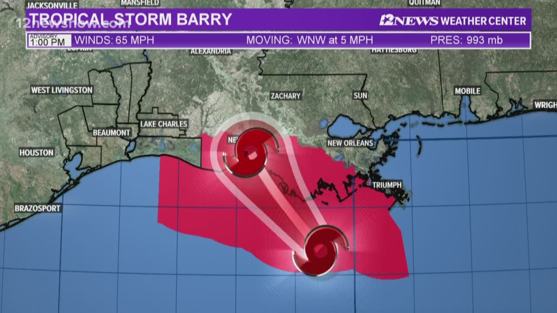 UPDATE 4 p.m. Friday Tropical Storm Barry still set to make landfall as hurricane in Louisiana tomorrow morning