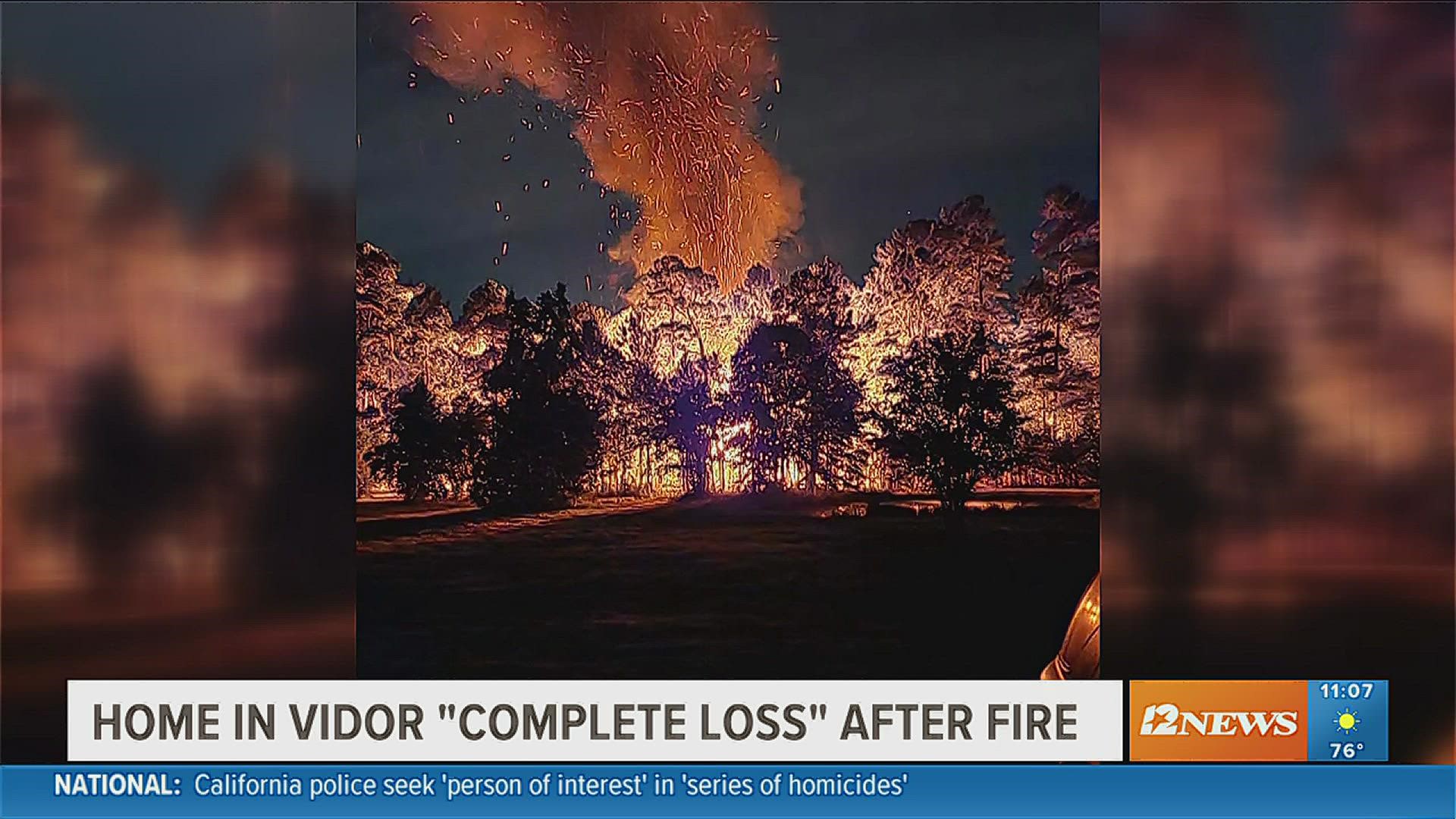 An empty home went up in flames early Monday morning in Vidor.