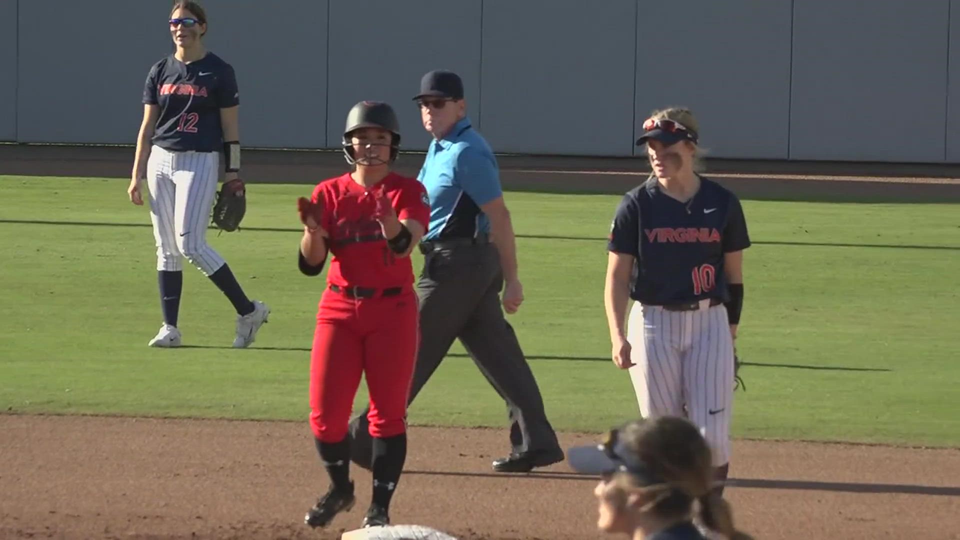 Two Virginia longballs in the fifth inning sink Lady Cardinals