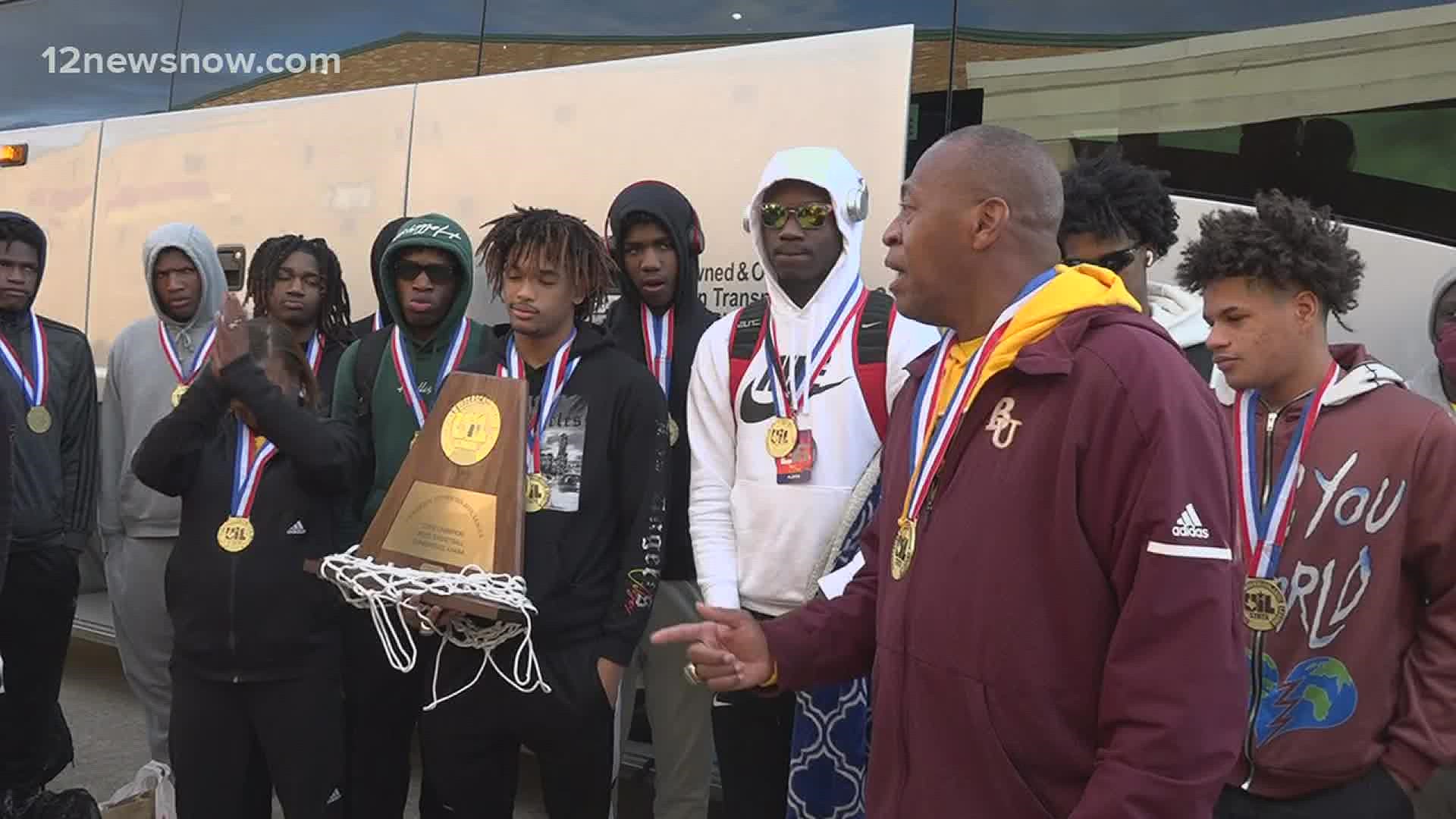 Fans gathered at Beaumont United High School to welcome back the State Champions.